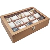 Chavin 15 li Diamond Gold Deri Ahşap Camlı Saat Kutusu st15-57