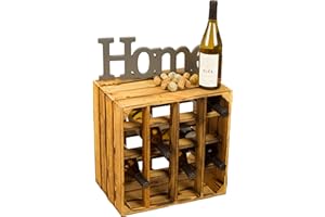 ‎KISTENKOLLI ALTES LAND Kistenkolli Altes Land geflammtes Weinregal Holz 16er Maße 40x40x27cm Regalkiste Flaschenablage Wine Rack Regal Holz Apfelkiste/Weinkiste (1er Set 16er geflammt)