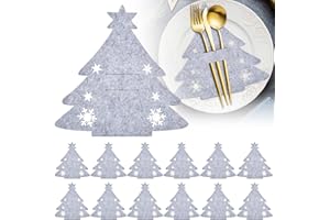 ZeYou 12 Pezzi Portaposate in Feltro di Natale,Portaposate per Natale,Portaposate Albero di Natale,Coltelli Forchette Cucchiai Stoviglie Portaposate per la Tavola Delle Feste Decori Natalizie