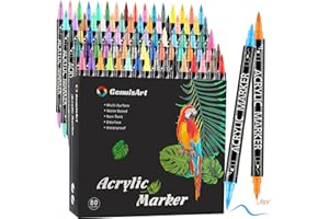 Sanweyter Pennarelli Acrilici Doppia Punta, 80 Colori Pennarelli Acrylic Marker Ad Acqua per Dipingere Sassi, Colorazione, Legno, Vetro, Tessuti, Pittura Atossici e Inodori