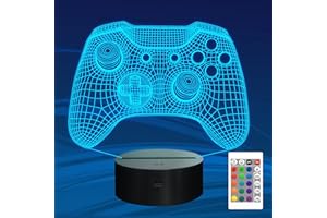 Attivolife Gamepad 3D Illusion Lamp, Controller Night Light with Remote Control+Timer 16 Color Changing Desk Lamps Kids Gamer Room Decor Best Cool Festival Birthday Gifts for Boy Girl Men Child