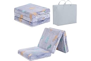 Tiita Faltbare Bodenmatratze für Kinder, 145 x 56 x 8 cm Coloful Glow in The Dark Kleinkind Nap Matte, Blau Dinosaurier