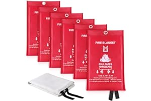 KITOSUN Couvertures Anti-feu Ignifuge pour Maison Cuisine - Couverture d'incendie de Couverture de Secours de Fibre de Verre idéal pour la Fourneau Garage Bureau Camping Caravane Gril 1M x1M (6 Fire Blankets)