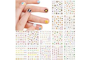 JMEOWIO Naklejki na paznokcie urocze naklejki na paznokcie dla dzieci kwiat zwierzę 14 arkuszy Nail Art Sticker samoprzylepne naklejki na paznokcie dekoracja akcesoria do stylizacji paznokci