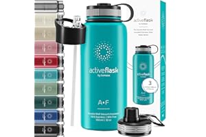 BEMAXX Stainless Steel Water Bottle with Straw & 3 Lids: 1 & 0,5L Leak-Proof BPA-Free Vacuum Insulated ACTIVE FLASK Drinking Bottles Hot Cold: Double Walled Outdoor Drink Thermo Mug Tea Coffee Sport Gym Bike