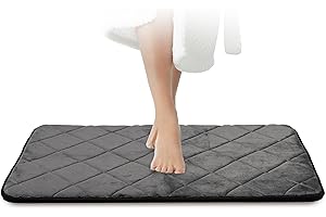 ‎JAWAONLINE JAWAonline Badezimmerteppich Dunkelgrau - Pflegeleichte Badematte Memoryschaum - Extrem Saugfähiger Badteppich - Badvorleger rutschfest - Waschbarer Bad Teppich Badezimmer - Duschvorleger 50x80cm