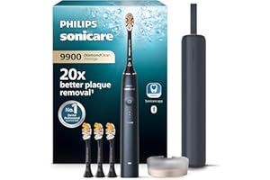 ‎PHILIPS Philips Sonicare DiamondClean 9900 Prestige elektrische Zahnbürste, mit SenseIQ Technologie und App, 5 Putzmodi, 3 Intensitätsstufen, Ladeetui, dunkelblau, Modell HX9992/45