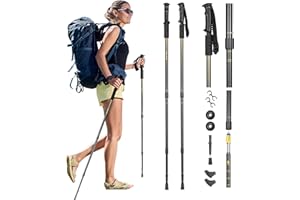Outtec Bâtons de Randonnée Nordique 2 PCS, Bâton de Marche Télescopiques Antichoc Réglables 65-135 cm, Antidérapant Walking Poles pour Femmes et Hommes, Bâtons de Trekking Ultraléger en Aluminium