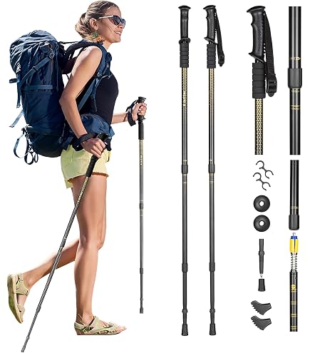 Bâtons De Marche Nordique KADVA Aruku – Réglables 83-135 Cm, Verrouillage Twist Lock, Antichoc, Légers (250 G), En Aluminium, Pour Rando Et Loisirs