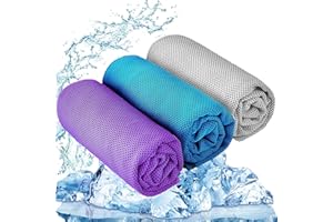 YQXCC 3 Pcs Cooling Towel (120x30 cm) Cool Cold Towel for Neck, Microfibre Ice Towel, Soft Breathable Chilly Towel for Yoga, Golf, Gym, Camping, Running, Workout & More Activities