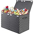 VERONLY Toy Storage Boxes for Boys Large Kids Chest, Foldable Fabric Storage Box Basket Organzier with lid and 2 handles for Toys,Books,Blankets,Clothes (Grey)