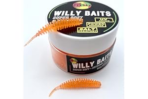 ‎PSARÁS Psarás Willy Baits - 38mm - Forellen Softbaits 20 STK. Box - Knobi Aroma Lamellen Gummiwürmer - Trout Fishing