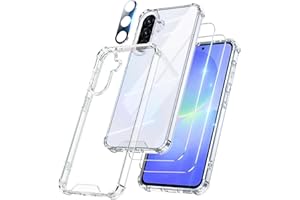 FLLAO 4 en 1 Funda para Samsung Galaxy A36 5G con 2 Protector Pantalla y 1 Protector Lente Cámara, [Almohadilla de Aire integrada] Antigolpes Antiarañazos Carcasa, Transparente