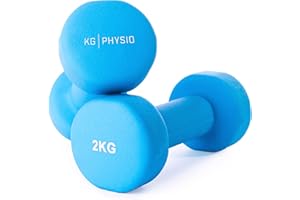 ‎KG PHYSIO KG PHYSIO Neopren Hanteln Set - Inkl. Fitnessposter mit 32 Übungen, schweißabweisendes Kurzhanteln 2er Set aus Gusseisen, rutschfeste & griffige Fitness Gewichte für Frauen und Männer