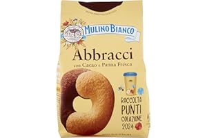 Mulino Bianco Biscotti Frollini Abbracci con Cacao e Panna Fresca, Senza Olio di Palma, Colazione Ricca di Gusto, 350 g