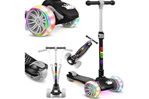 KIDIZ® Scooter Kinder Scooter Pro1 Triciclo Scooter con Ruedas Luminosas de PU Scooter de Pedales Scooter de Ciudad Ajustable en Altura Scooter para niños niños niñas de 3 a 12 años