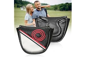 LUBOXIN Putter Head Covers, 1Pcs Black Mallet Putter Headcover, PU Leather Golf Putter Head Covers with Premium Velcro Closure Fit for Odyssey Putters Covers, Protection for Golf Clubs Head