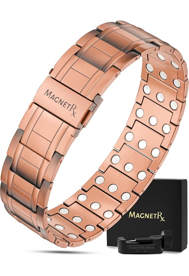 Braccialetto Magnetico In Rame Puro Per Uomo, Con 10 Magneti Neodimio, Regolabile, Per Terapia Del Benessere
