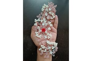LUMONY® Crystal Pearl Hair Vine Tiara Hair,Hairband Headdress Hair Pins Bridal Wedding Party Bridal Fancy Hair Clip Headband 