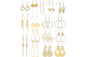 JeryWe 16Pairs Dangle Drop Earrings for Women Boho Dangling Earring Set Cute Dangle Earrings Vintage Statement Bohemian Earrings Jewelry