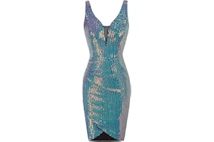 GRACE KARIN Vestido de Cóctel con Lentejuelas Mujer Sin Mangas, Cuello V Vestido de Fiesta