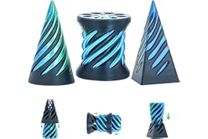BALKWAN 3 Pack Pyramid Fidget Toys Impossible Cone for Adults and Kids Spiral Cone 3D Pyramid Passthrough Sculpture Stress Relief Relaxation Mini Desktop Decor Gift for Holidays Birthdays (Black Green)