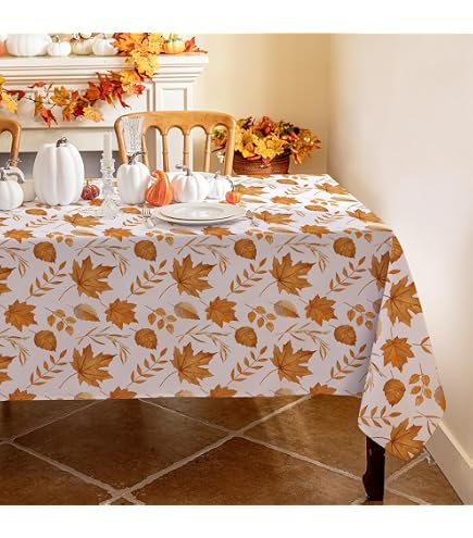 Runde Herbst-Tischdecke Mit Ahornblättern – 178 Cm Durchmesser, Aus Polyester, Für Thanksgiving, Party & Deko
