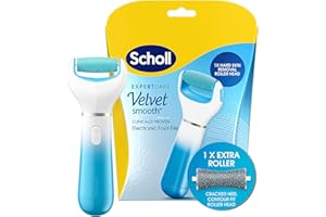 DR. SCHOLL'S Scholl Velvet Smooth Electric Foot File with Cracked Heel Refill - Pedicure Foot File for Hard Skin and Callus Removal, Includes Velvet Smooth Roller and Cracked Heel Roller