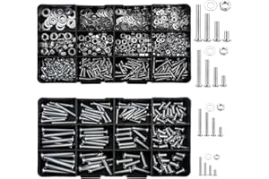 woshilaoDS 948 Pièces Vis Ronde Cruciforme à Tête Cylindrique et Écrous Hexagonale et Rondelles Plates, Vis à Métaux Boulons et Écrous Kit, Vis a Tete Ronde Mécaniques Écrous Rondelles M3/M4/M5/M6