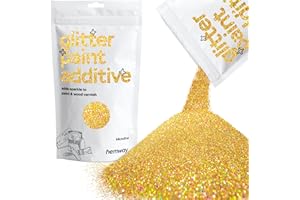 Hemway Glitter Paint Additive - Gold Holographic | Microfine Metallic Flakes for Adding Sparkle to Paints & Wood Varnish | Add to Emulsion, Acrylic & Latex for Indoor Sparkly Walls | 100 g