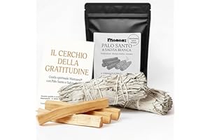 MAMAMI - Salvia Bianca da Bruciare – Palo Santo Purificazione: 2 Smudge + 4 Stick | Incenso Naturale con Guida Spirituale Inclusa | Palo Santo e Salvia Bianca | Confezione Salva Aroma