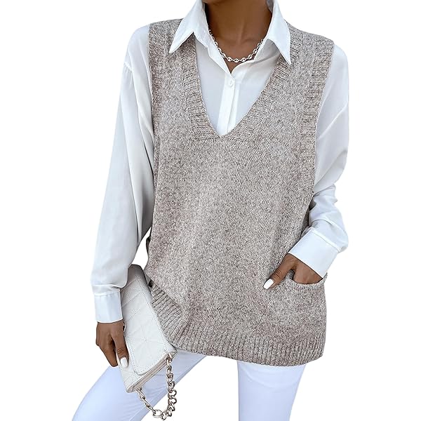 Col V Gilet Sans Manche Oversize Pull Sans Manche Col V Femme