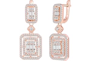 CPSLOVE Damen 925 Silber Ohrringe Luxus Quadrat Zirkonia Ohrhänger Mädchen French Clasp Elegante Geschenke Party Ohrschmuck Hochzeits Ohrringe