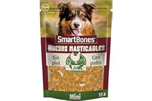 SmartBones Huesos Masticables Mini - Snack masticable con sabor pollo para perros pequeños, huesos de textura blanda, sin cuero crudo, 18 piezas