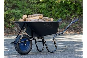 TIREX by xonic® Schubkarre mit Stahlfelge – Verzinkte Wanne bis 250kg/ 100l - Robuste Ausführung für Garten und BAU – Schieb-Karre mit Luftrad (Luftrad Dunkelblau- Schwarz)