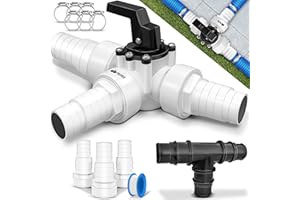 tillvex® Bypass Set Pool 12-TLG. - Ø32 & 38 mm Anschluss | 3-Wege-Ventil & ABS-Adapter | 6X Schlauchschellen & 8m Isolierband – ideal für Sandfilteranlagen, Wärmepumpen & Poolheizung