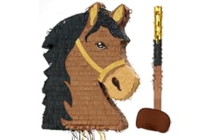 WERNNSAI Horse Pinata - Horsehead Pinata with Blindfold and Stick for Boys Kids Farm Animal Horse Party Decoration Cowboy Birthday Decoration for Birthday Celebration Game Bachelor Party Supplies
