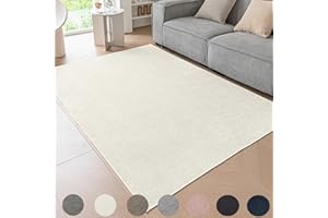 Ceneco Rug for Bedroom,Non Slip Rug Living Room,Short Pile Carpet for Kitchen, Washable Low Pile Rugs for Kids Room,Office,Lounge Area Rugs (Cream, 120×160cm)