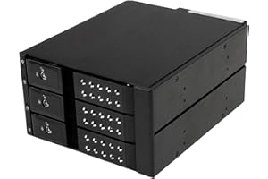 StarTech.com Rack Mobile en Aluminum Sans Tiroir pour 3x Disque Dur SAS II/SATA III 6 Gbps - Hot Swap (HSB3SATSASBA)