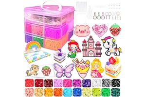 KIFHCMPR 11000 Stück Bügelperlen Set,20 Farben 5MM Bügelperlen für Kinder Mädchen Jungen DIY,Steckperlen mit Aufbewahrungsbox, Bügelperlen Platten, Benutzerführung，Geschenk Bastelideen für Mädchen Junge 5+