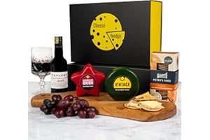 THE CHEESE WEDGE CO. Luxury Port & Cheese Gift Hamper | Taylor’s Late Bottled Vintage Port | Vintage Cheddar & Caramelised Onion Star | Sourdough Crackers | Perfect Christmas Food Gift for Him, Her or Family
