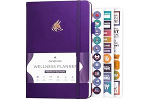 Clever Fox Wellness Journal – Weekly & Daily Health and Wellness Log, Food Journal & Meal Planner Diary for Calorie Counting, Notebook for Medical Condition Tracking, A5 – Purple