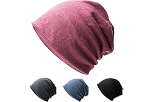 Hurinan Unisex Slouch Beanie Hat Jersey Beanie Skull Cap Classic Baggy Hat Lightweight and Soft Knitted Cotton Hat Headwear for Men Women