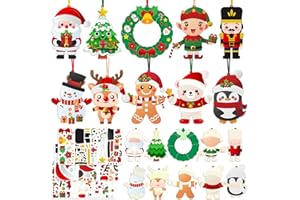 PopManko Christmas Crafts for Kids, 10 Pack Christmas Arts and Crafts Gifts for Kids, Xmas Activities Foam Stickers Craft Kits Party Bag Fillers Make Your Own Christmas Decorations (Christmas)