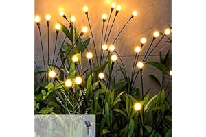 ‎JIMACRO JIMACRO Solar Garten Dekorative Lichter, 6 Stück 8 LEDs Glühwürmchen Lichter Solar Außen, Wasserdicht Glühwürmchen Leuchte mit 8 Beleuchtungsmodi für Fußweg Yard Patio Walkway