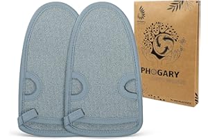 PHOGARY 2 Stück Peelinghandschuh rau für Körper, Dusch Schwamm Body Gesicht - Peeling für Hamam, Sauna, Dusche, Körperpeeling & Massage Handschuhe (Grau)