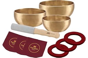 Sonic Energy Universal Singing Bowls – 3-częściowy zestaw mis dźwiękowych do medytacji – w zestawie: 3 miski, 1 pałeczka, materiałowe osłony, filcowe pierścienie (SB-U-1500)