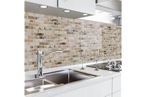 danario Crédence Adhésive pour Cuisine | Protège Mur Cuisine | Mural Décoratif Autocollant | 0,37 mm | Opaco | Briques - 60cm x 220cm