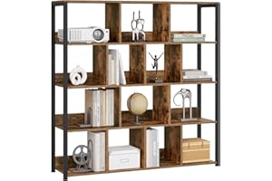 eSituro Estantería de Pie 4 Niveles, Libreria Estantes Abiertos, Marco de Metal Robusto, Estanteria Almacenaje para Salón, Dormitorio y Oficina, Madera, Roble Claro,120x30x120 cm