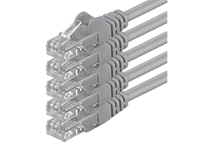 1aTTack.de Kabel Ethernet Cat 6 Gigabit RJ45 LAN, kabel krosowy kompatybilny z Internetem, routerem, modemem, Smart TV, PC i laptopem, przełącznik, modem, szary, 5 sztuk, 2 m